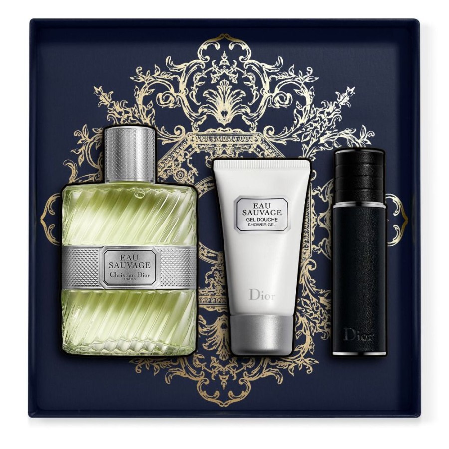 Parfum Homme DIOR Coffret Masculin | Dior Coffret Cadeau Eau Sauvage Eau De Toilette, Gel Douche Et Vaporisateur De Voyage