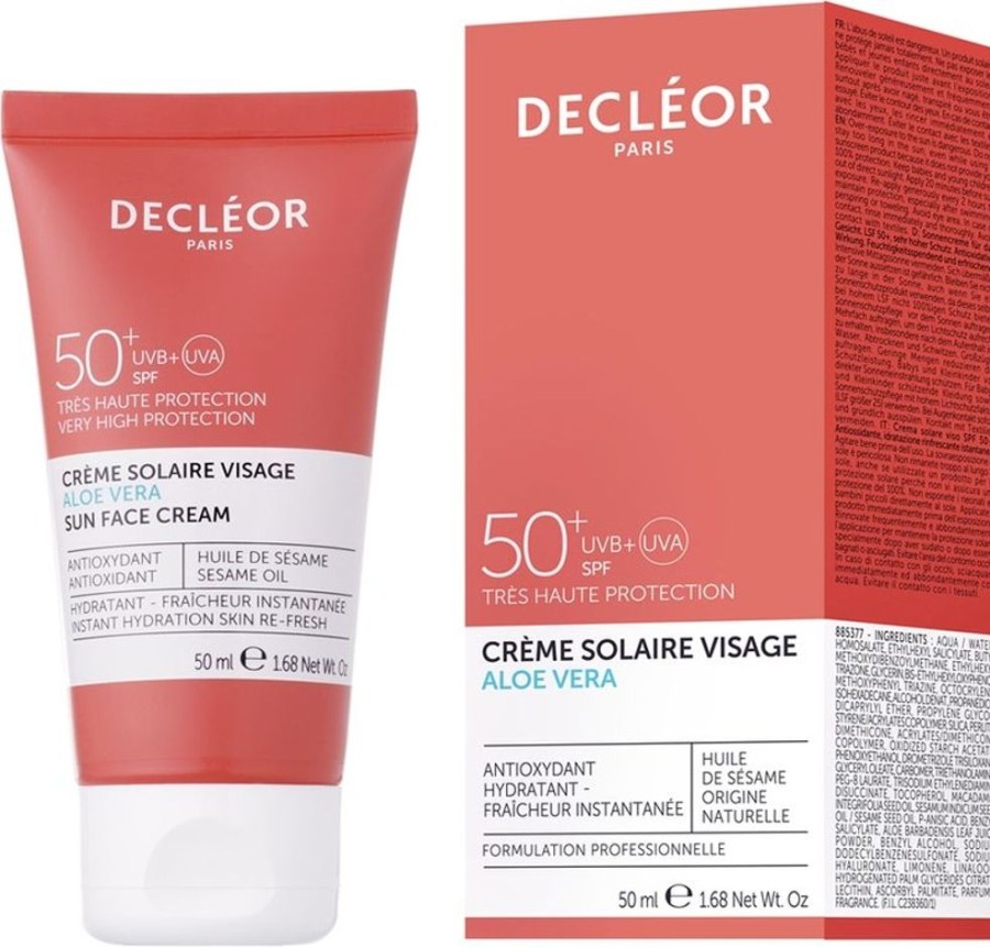 Soin Decléor Protection Visage | Decleor Creme Solaire Visage Spf 50+ Aloe Vera